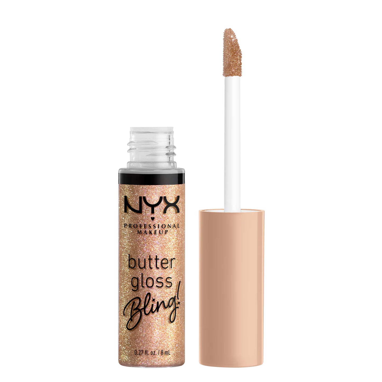 Luciu de buze NYX PM Buttergloss Bling! 01 Bring the Bling, 8 ml