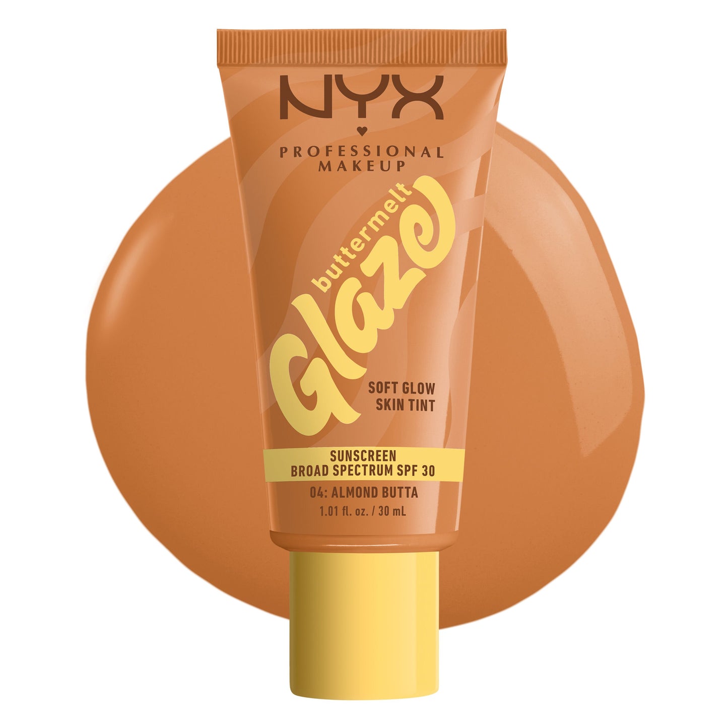 Fond de ten NYX Buttermelt Glaze Soft Glow SPF 30 – nuanța Nutmeg Butta (30 ml)